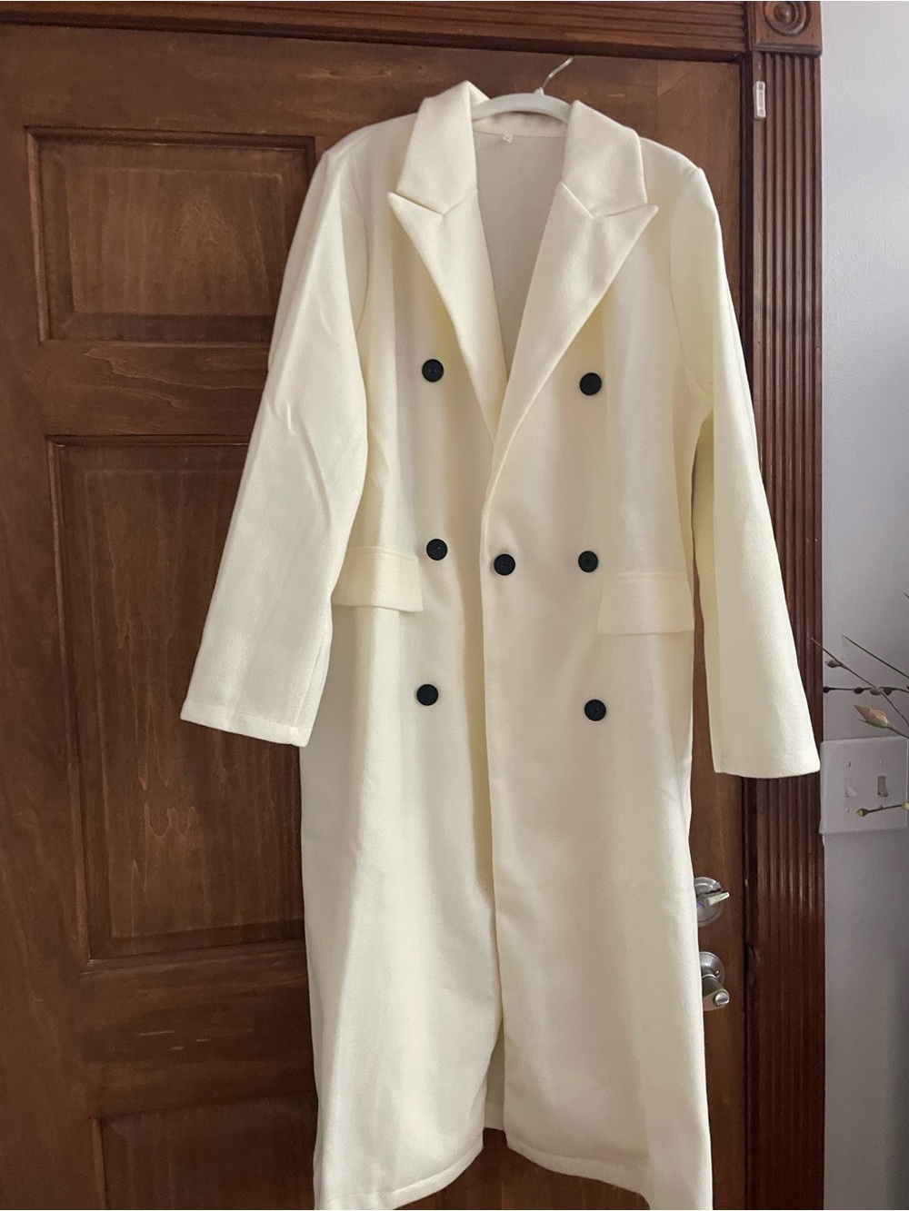 NWOT Elegant Double-Breasted Cream Women's Coat